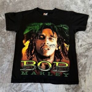 Hot-Ice Bob Marley Graphic T-Shirt Black Reggae Portrait Front & Back Tee XS